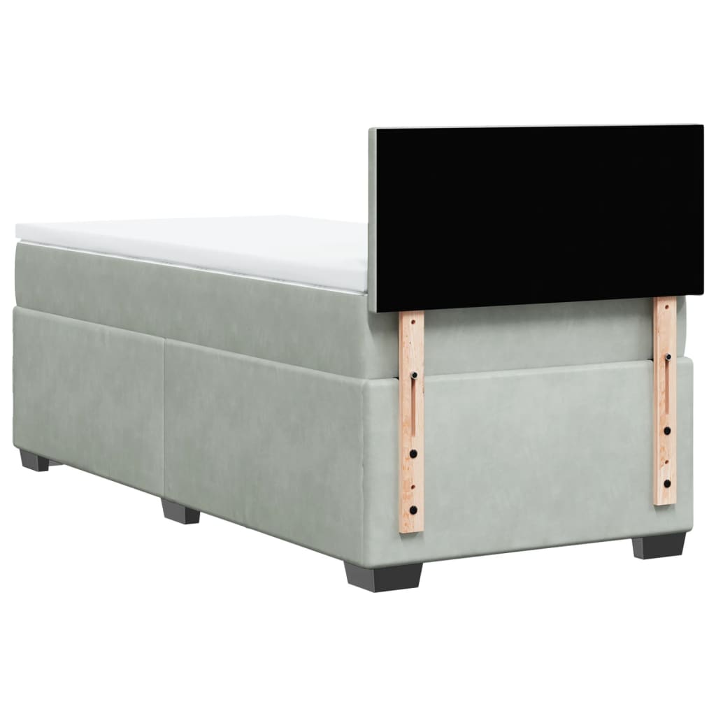 vidaXL Κρεβάτι Boxspring με Στρώμα Ανοιχτό Γκρι 100x200 εκ. Βελούδινο