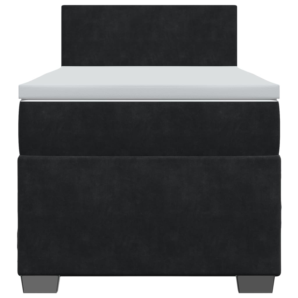 vidaXL Κρεβάτι Boxspring με Στρώμα Μαύρο 100x200 εκ. Βελούδινο