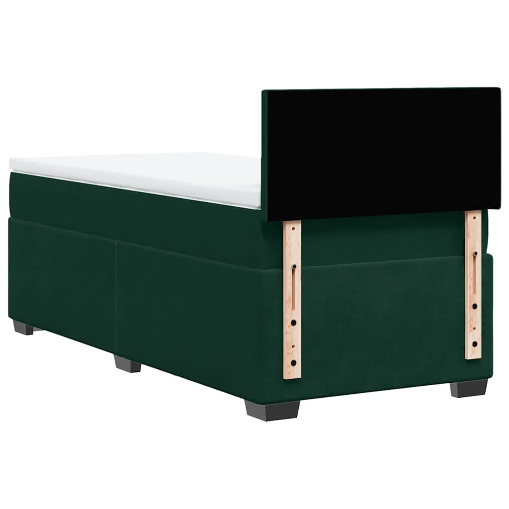 vidaXL Κρεβάτι Boxspring με Στρώμα Σκούρο Πράσινο 100x200εκ. Βελούδινο