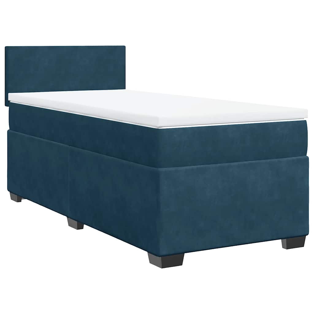 vidaXL Κρεβάτι Boxspring με Στρώμα Μπλε 100x200 εκ. Βελούδινο