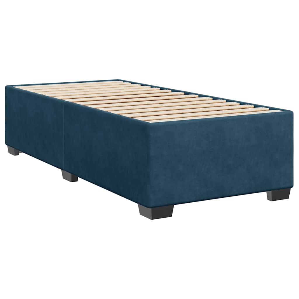 vidaXL Κρεβάτι Boxspring με Στρώμα Μπλε 100x200 εκ. Βελούδινο