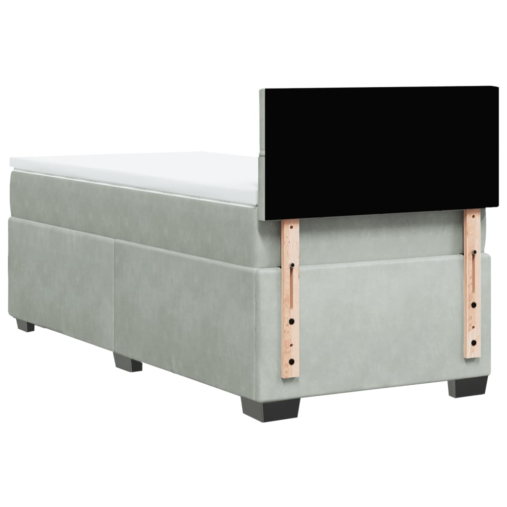 vidaXL Κρεβάτι Boxspring με Στρώμα Ανοιχτό Γκρι 100x200 εκ. Βελούδινο