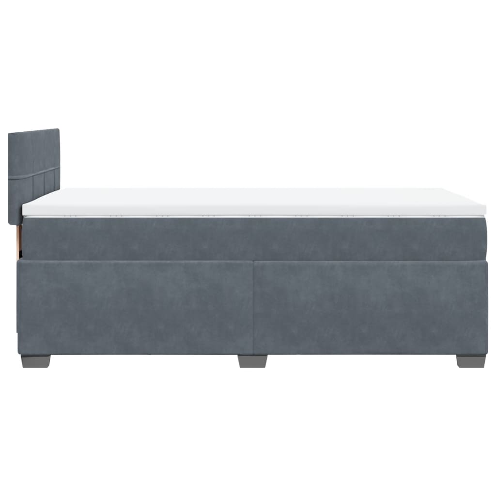 vidaXL Κρεβάτι Boxspring με Στρώμα Σκούρο Γκρι 100x200 εκ. Βελούδινο