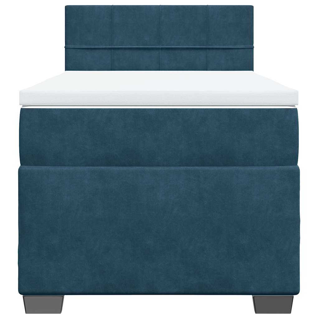 vidaXL Κρεβάτι Boxspring με Στρώμα Μπλε 100x200 εκ. Βελούδινο