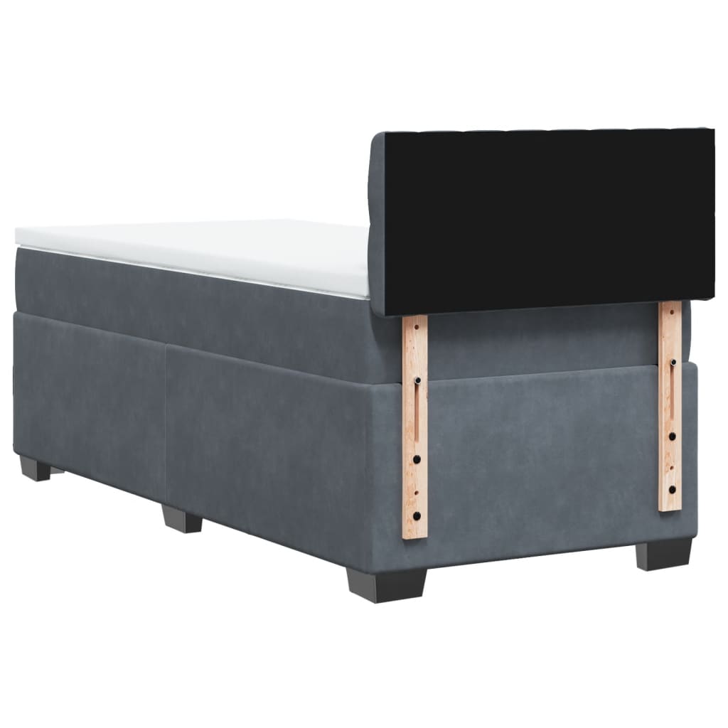 vidaXL Κρεβάτι Boxspring με Στρώμα Σκούρο Γκρι 100x200 εκ. Βελούδινο
