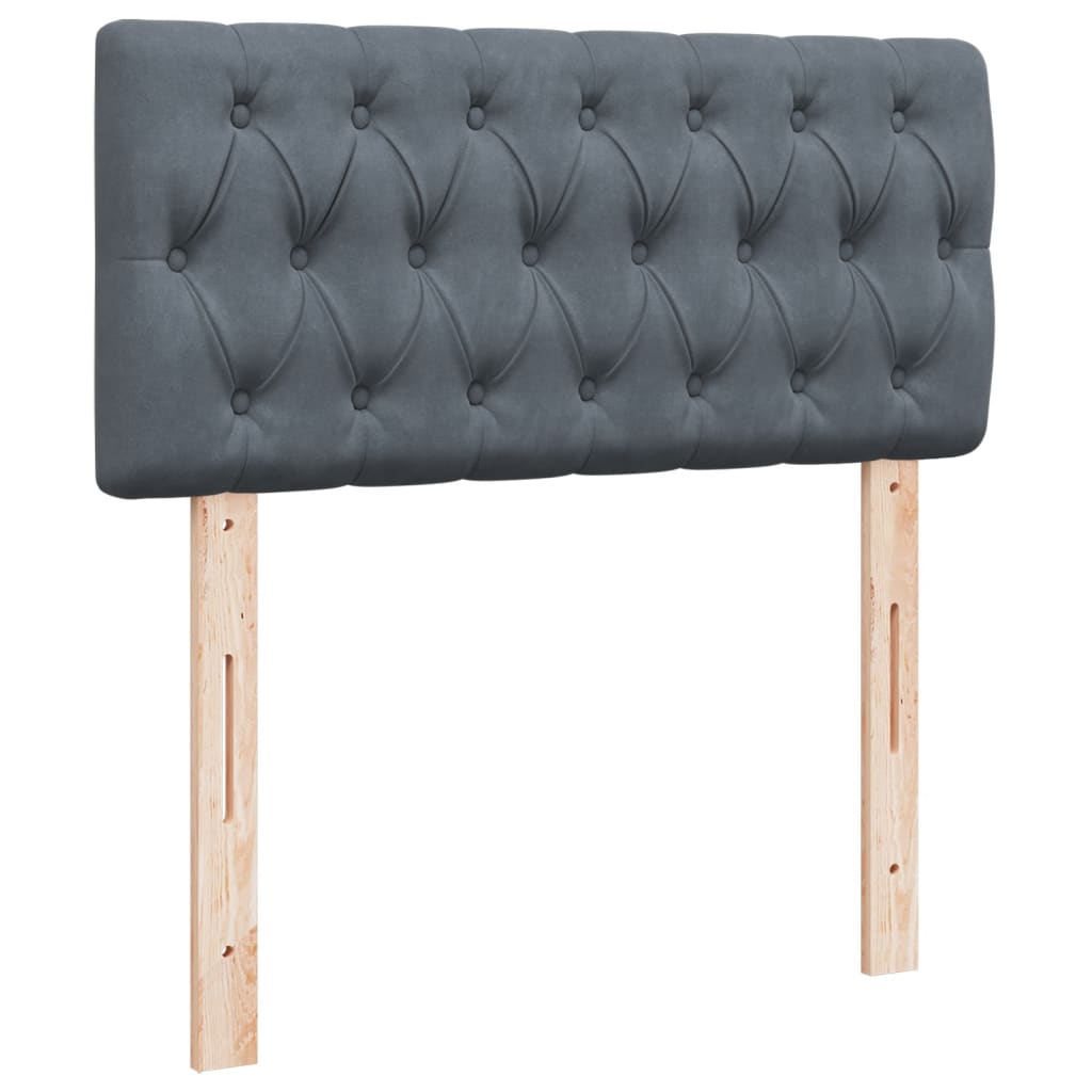 vidaXL Κρεβάτι Boxspring με Στρώμα Σκούρο Γκρι 100x200 εκ. Βελούδινο