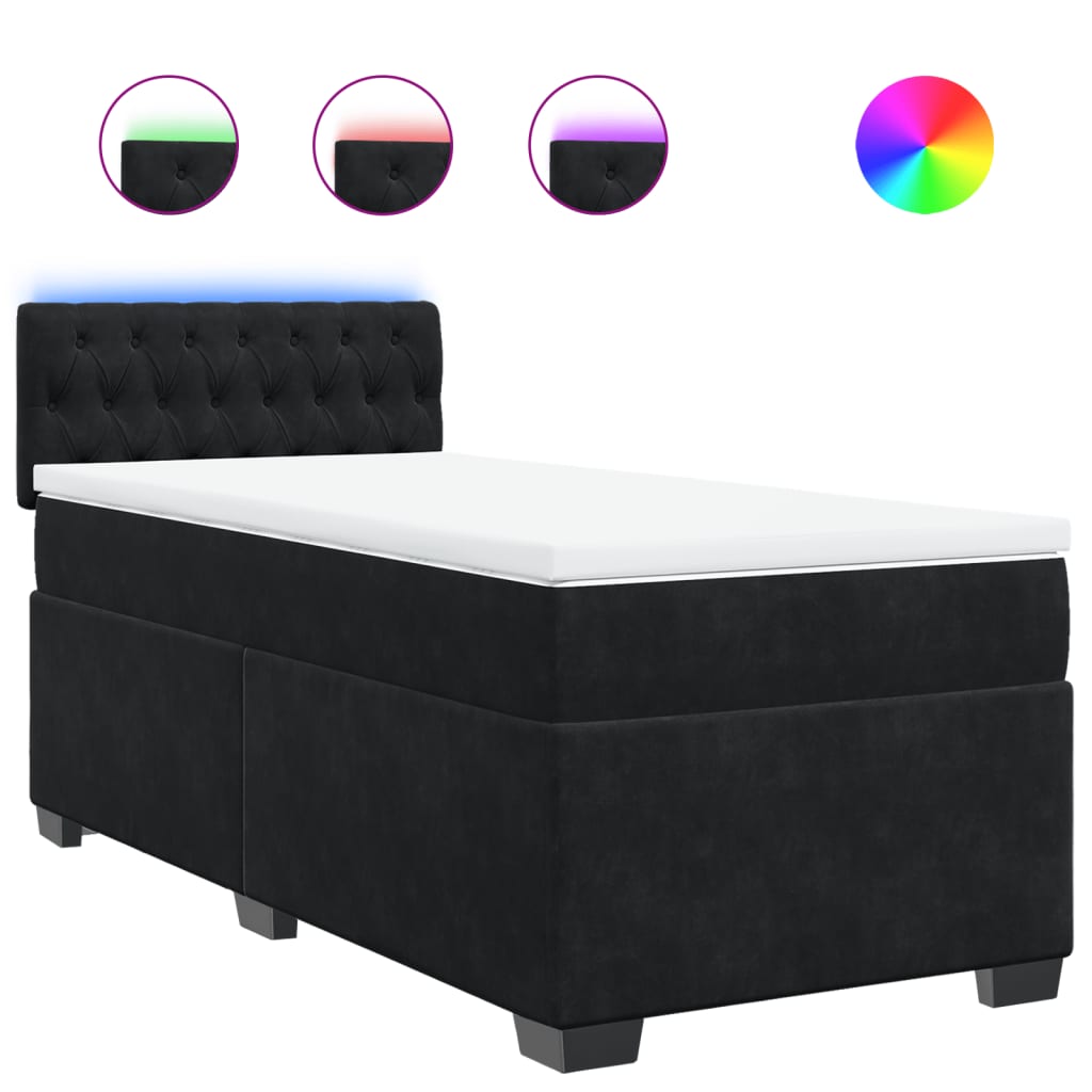vidaXL Κρεβάτι Boxspring με Στρώμα Μαύρο 100x200 εκ. Βελούδινο