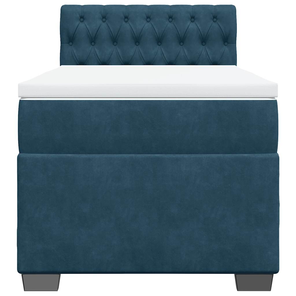 vidaXL Κρεβάτι Boxspring με Στρώμα Μπλε 100x200 εκ. Βελούδινο