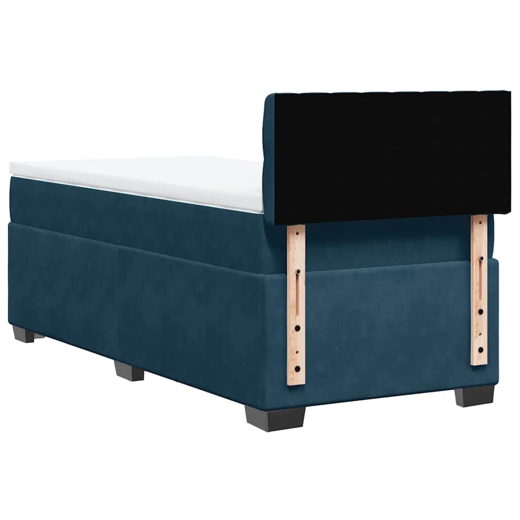 vidaXL Κρεβάτι Boxspring με Στρώμα Μπλε 100x200 εκ. Βελούδινο