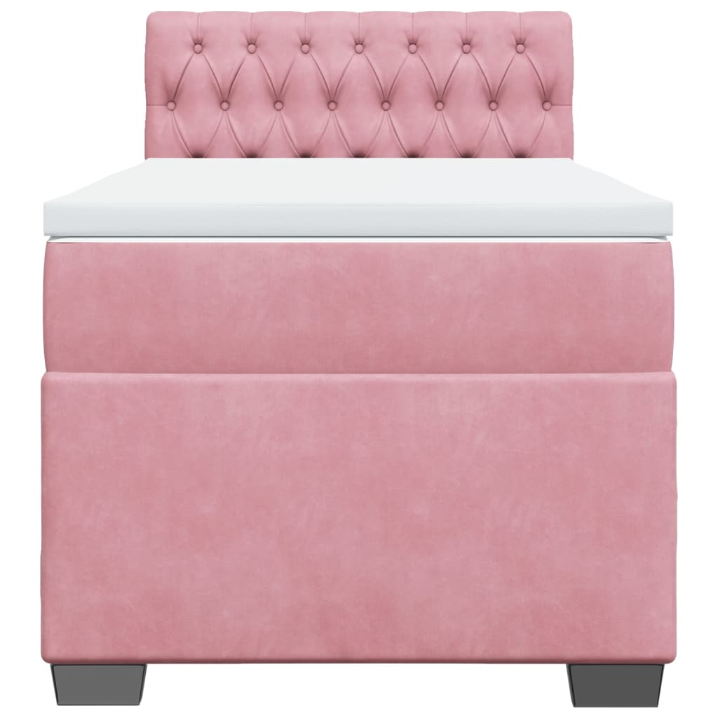 vidaXL Κρεβάτι Boxspring με Στρώμα Ροζ 100x200 εκ. Βελούδινο