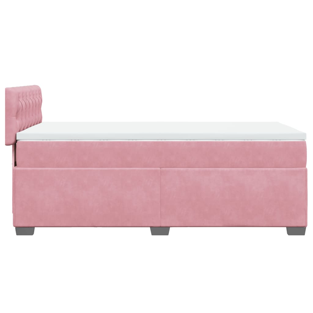 vidaXL Κρεβάτι Boxspring με Στρώμα Ροζ 100x200 εκ. Βελούδινο