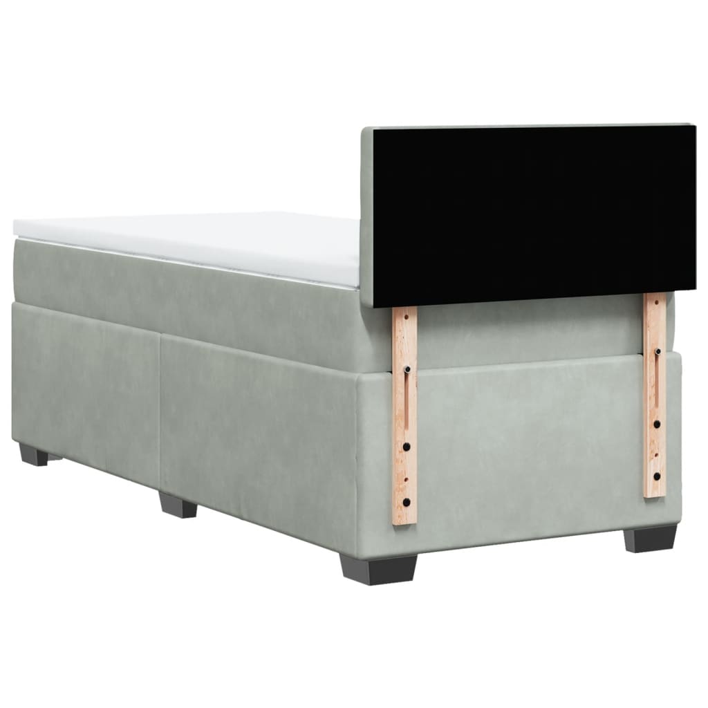 vidaXL Κρεβάτι Boxspring με Στρώμα Ανοιχτό Γκρι 100x200 εκ. Βελούδινο