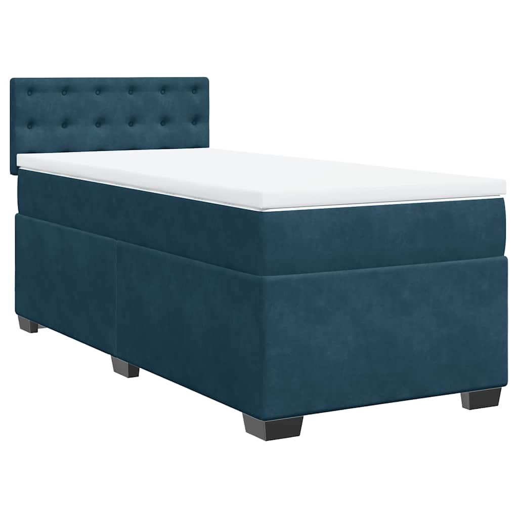 vidaXL Κρεβάτι Boxspring με Στρώμα Μπλε 100x200 εκ. Βελούδινο