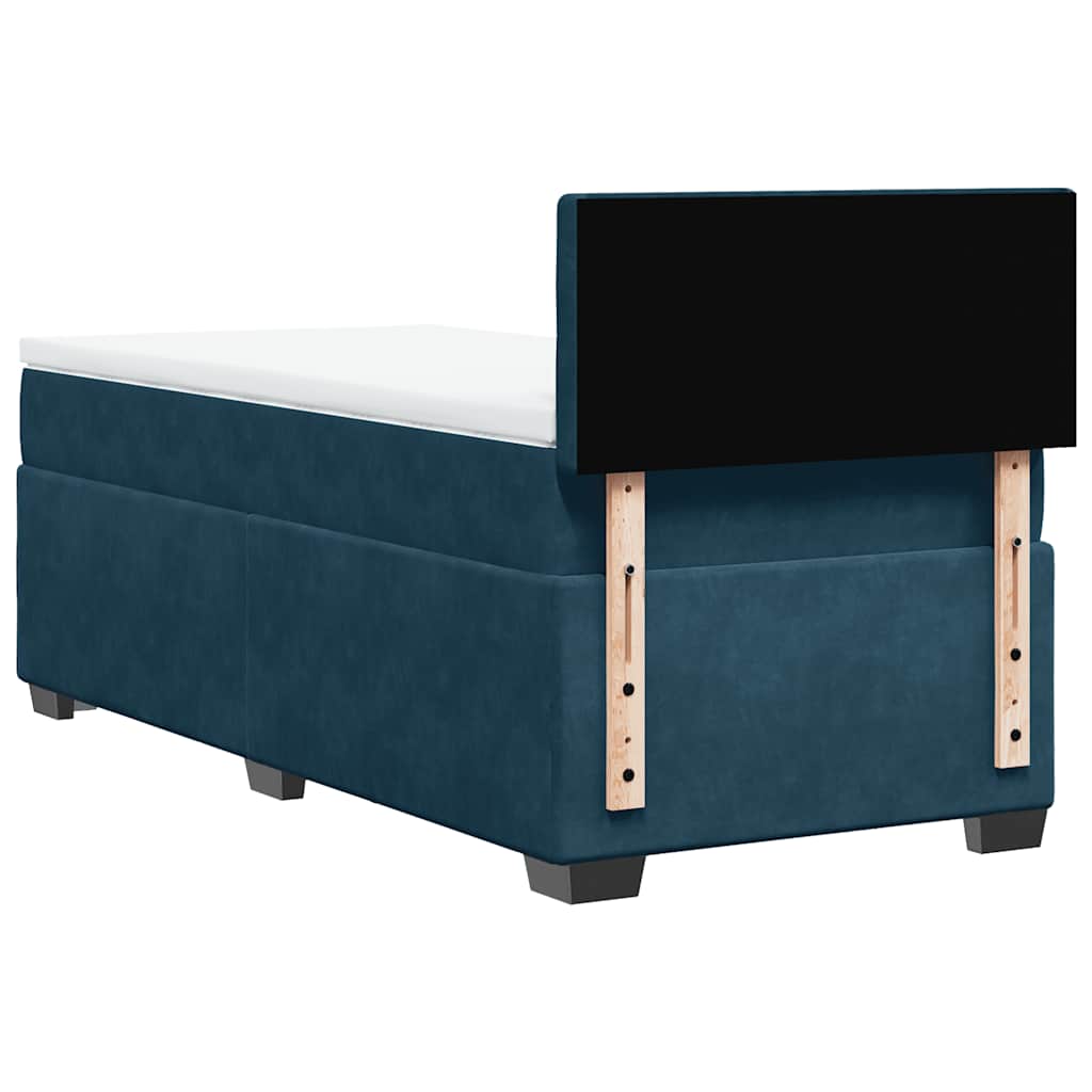 vidaXL Κρεβάτι Boxspring με Στρώμα Μπλε 100x200 εκ. Βελούδινο