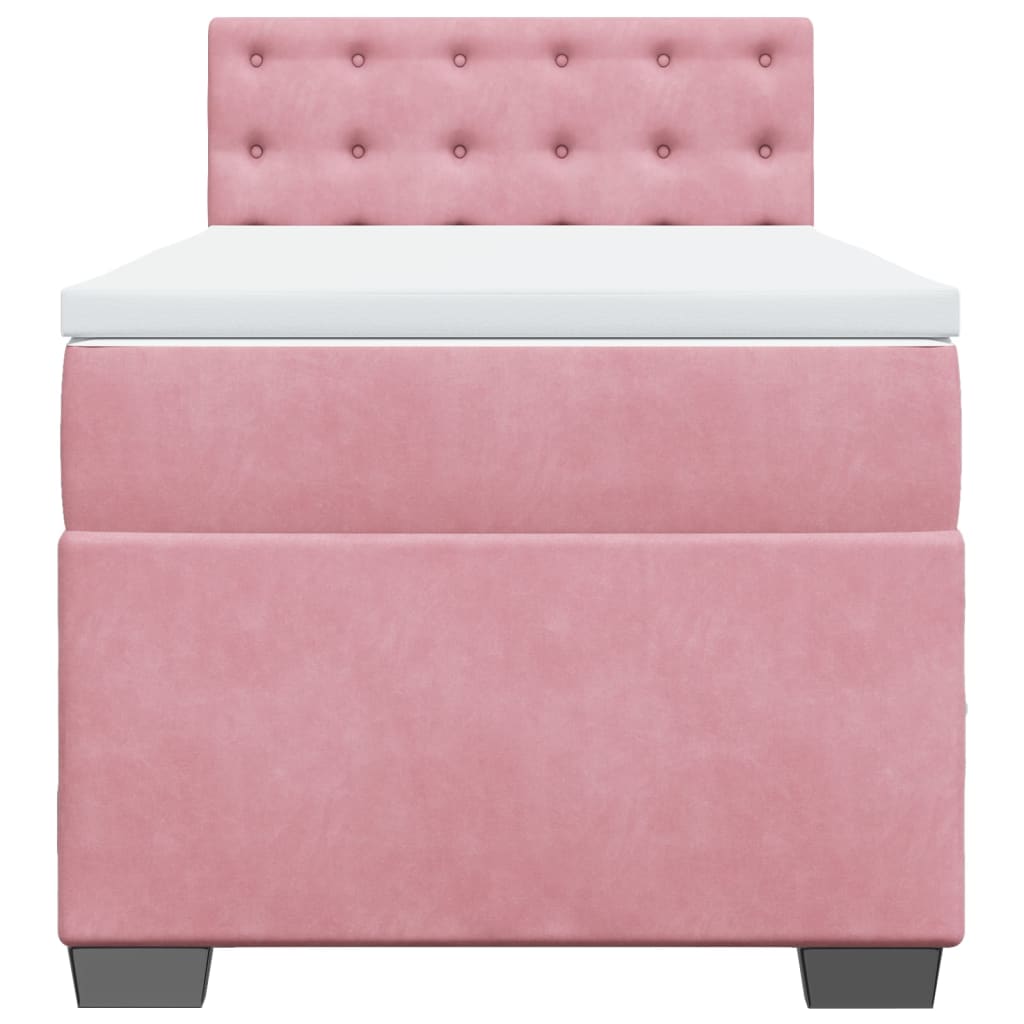 vidaXL Κρεβάτι Boxspring με Στρώμα Ροζ 100x200 εκ. Βελούδινο