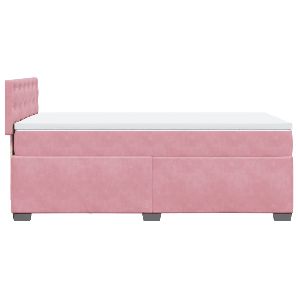 vidaXL Κρεβάτι Boxspring με Στρώμα Ροζ 100x200 εκ. Βελούδινο