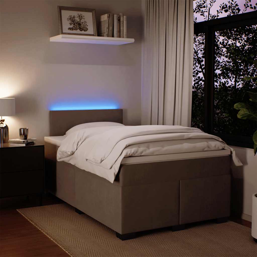 vidaXL Κρεβάτι Boxspring με Στρώμα Ανοιχτό Γκρι 120x190 εκ. Βελούδινο