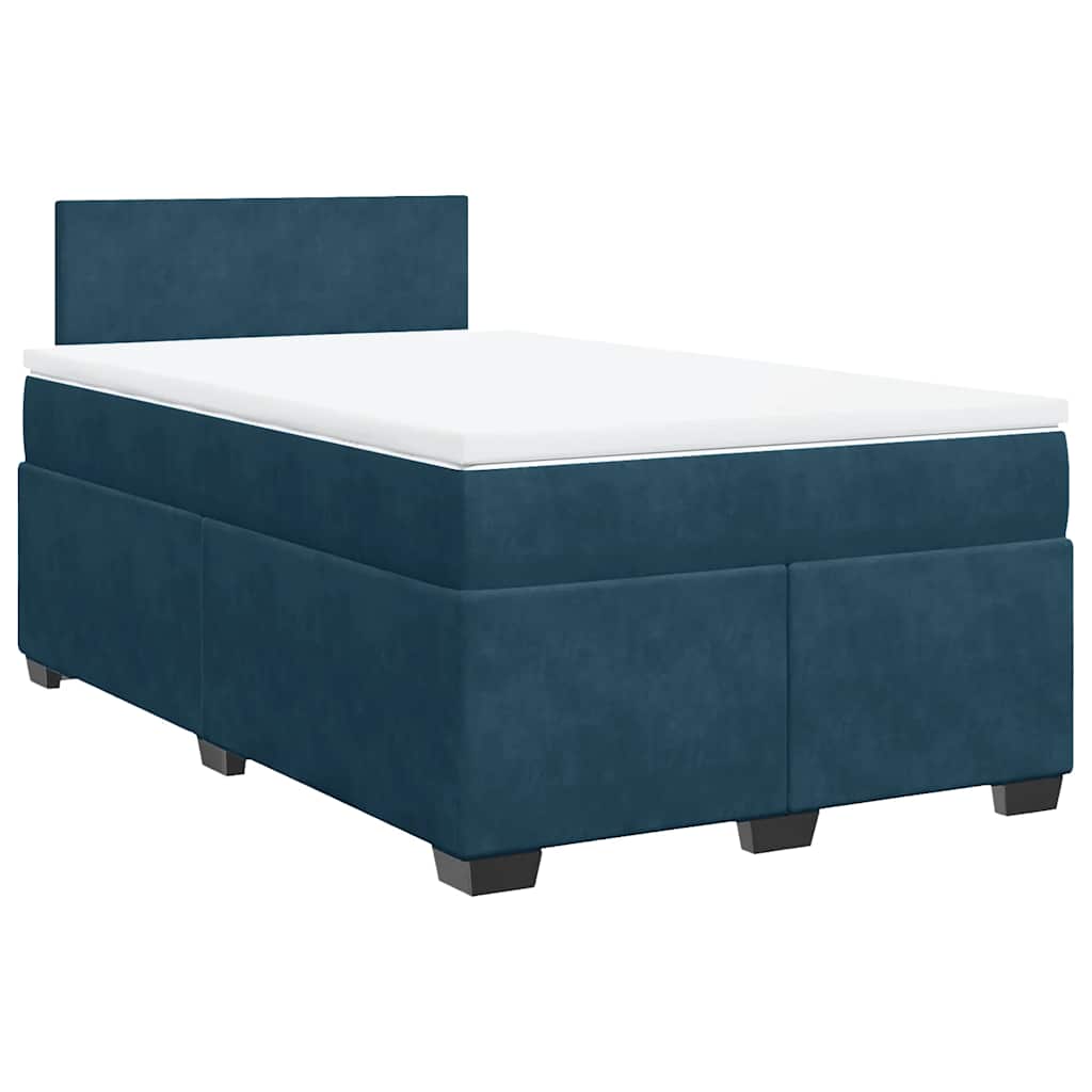 vidaXL Κρεβάτι Boxspring με Στρώμα Μπλε 120x190 εκ. Βελούδινο