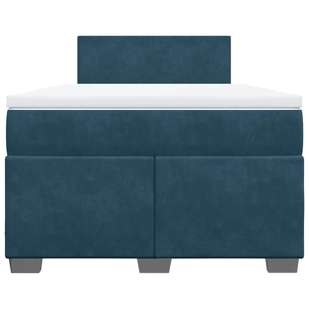 vidaXL Κρεβάτι Boxspring με Στρώμα Μπλε 120x190 εκ. Βελούδινο