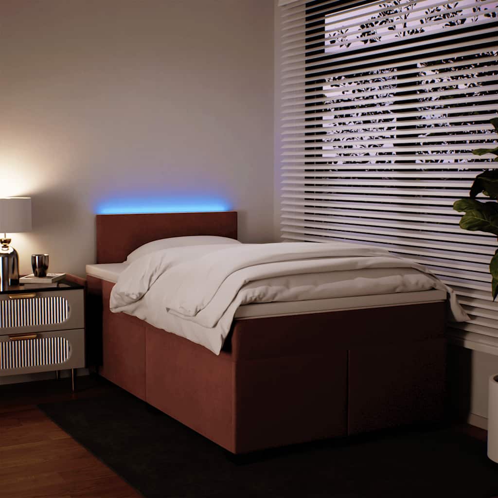 vidaXL Κρεβάτι Boxspring με Στρώμα Ροζ 120x190 εκ. Βελούδινο