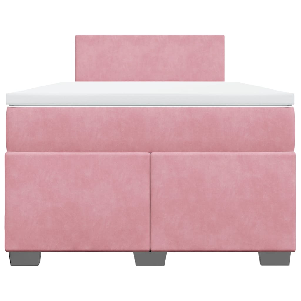 vidaXL Κρεβάτι Boxspring με Στρώμα Ροζ 120x190 εκ. Βελούδινο