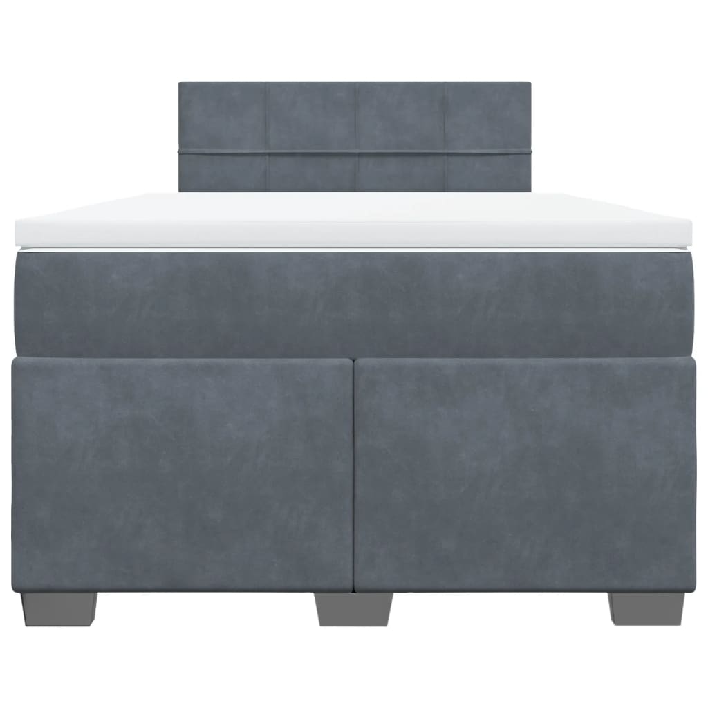 vidaXL Κρεβάτι Boxspring με Στρώμα Σκούρο Γκρι 120x190 εκ. Βελούδινο