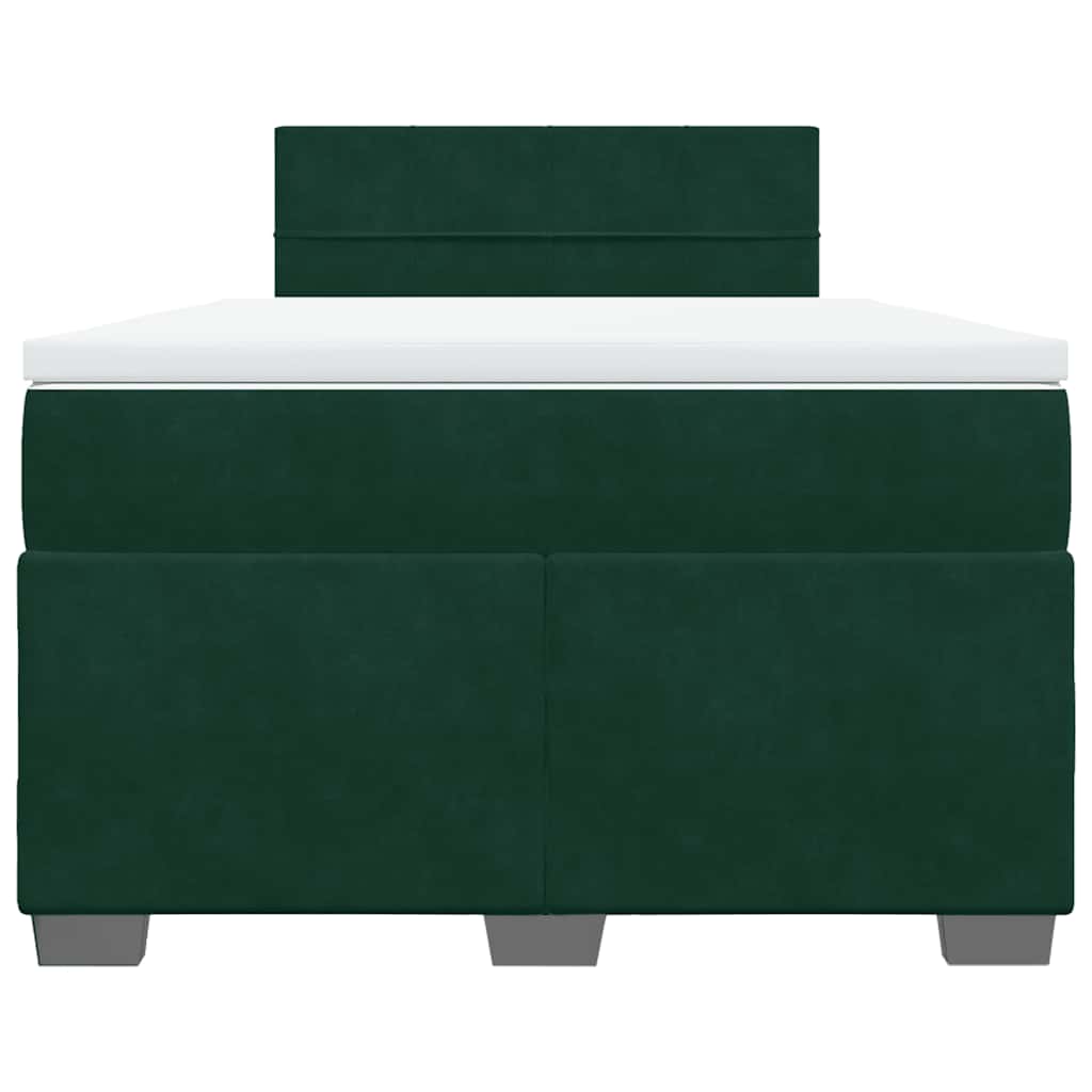 vidaXL Κρεβάτι Boxspring με Στρώμα Σκούρο Πράσινο 120x190εκ. Βελούδινο