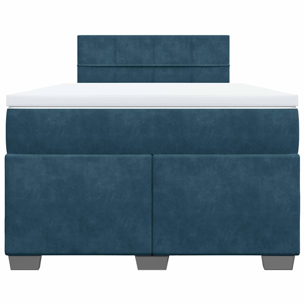 vidaXL Κρεβάτι Boxspring με Στρώμα Μπλε 120x190 εκ. Βελούδινο
