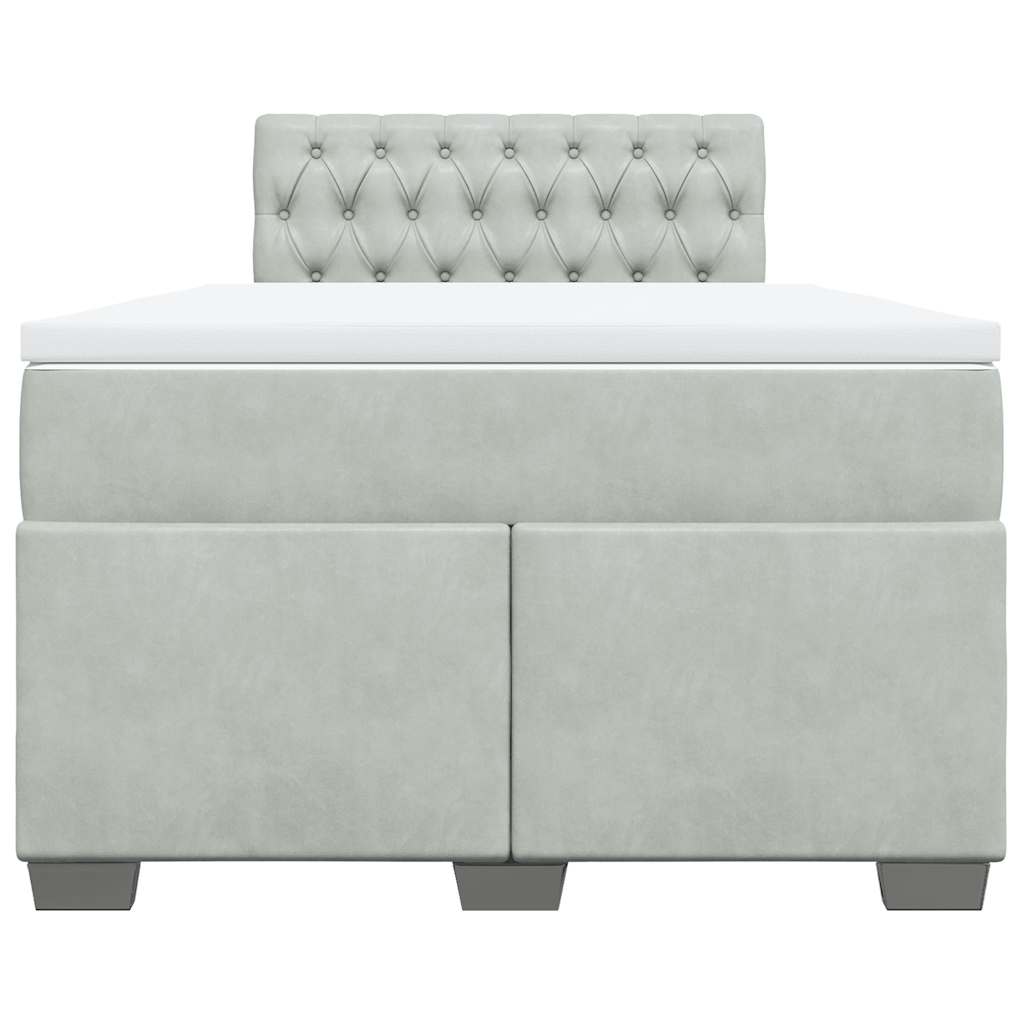 vidaXL Κρεβάτι Boxspring με Στρώμα Ανοιχτό Γκρι 120x190 εκ. Βελούδινο
