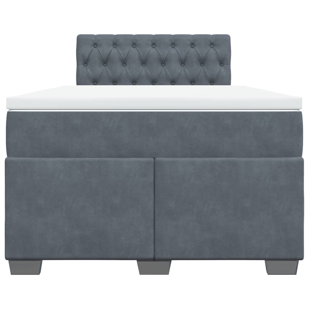 vidaXL Κρεβάτι Boxspring με Στρώμα Σκούρο Γκρι 120x190 εκ. Βελούδινο