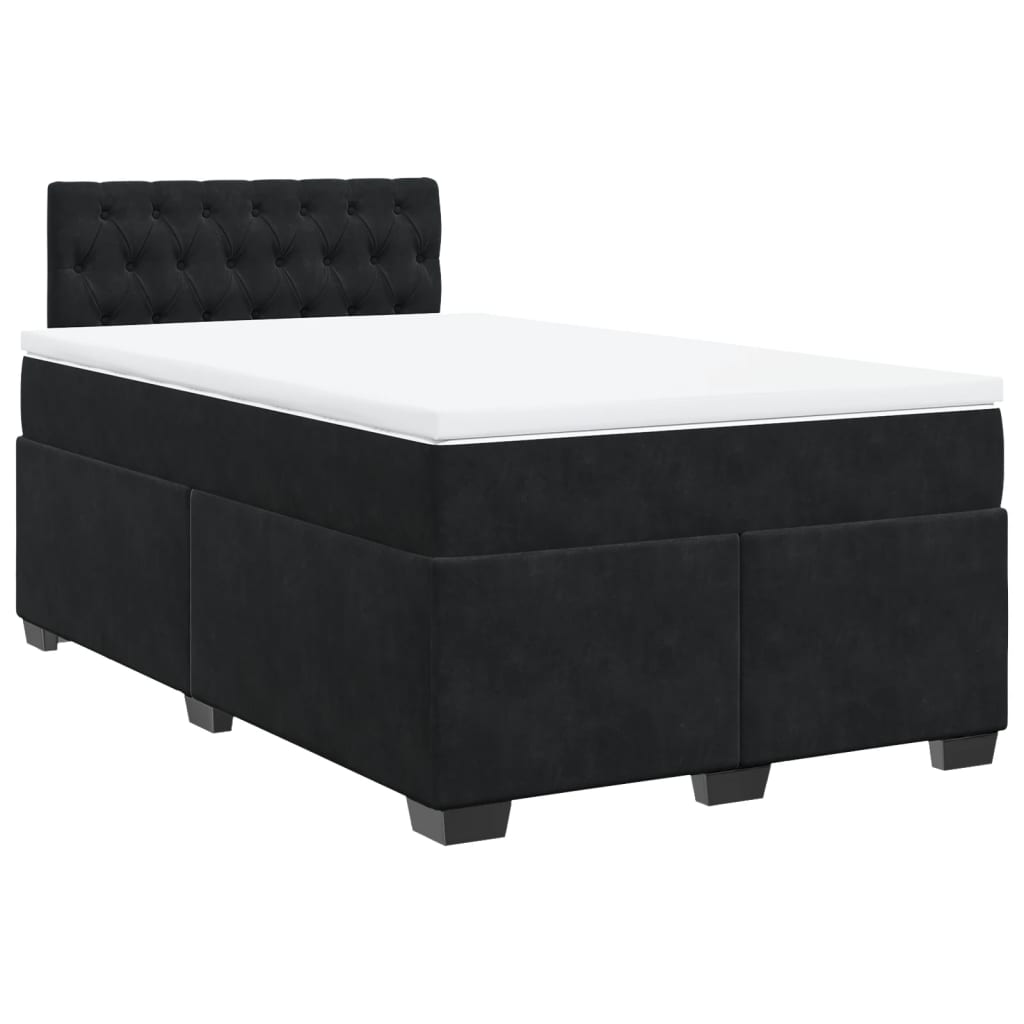 vidaXL Κρεβάτι Boxspring με Στρώμα Μαύρο 120x190 εκ. Βελούδινο