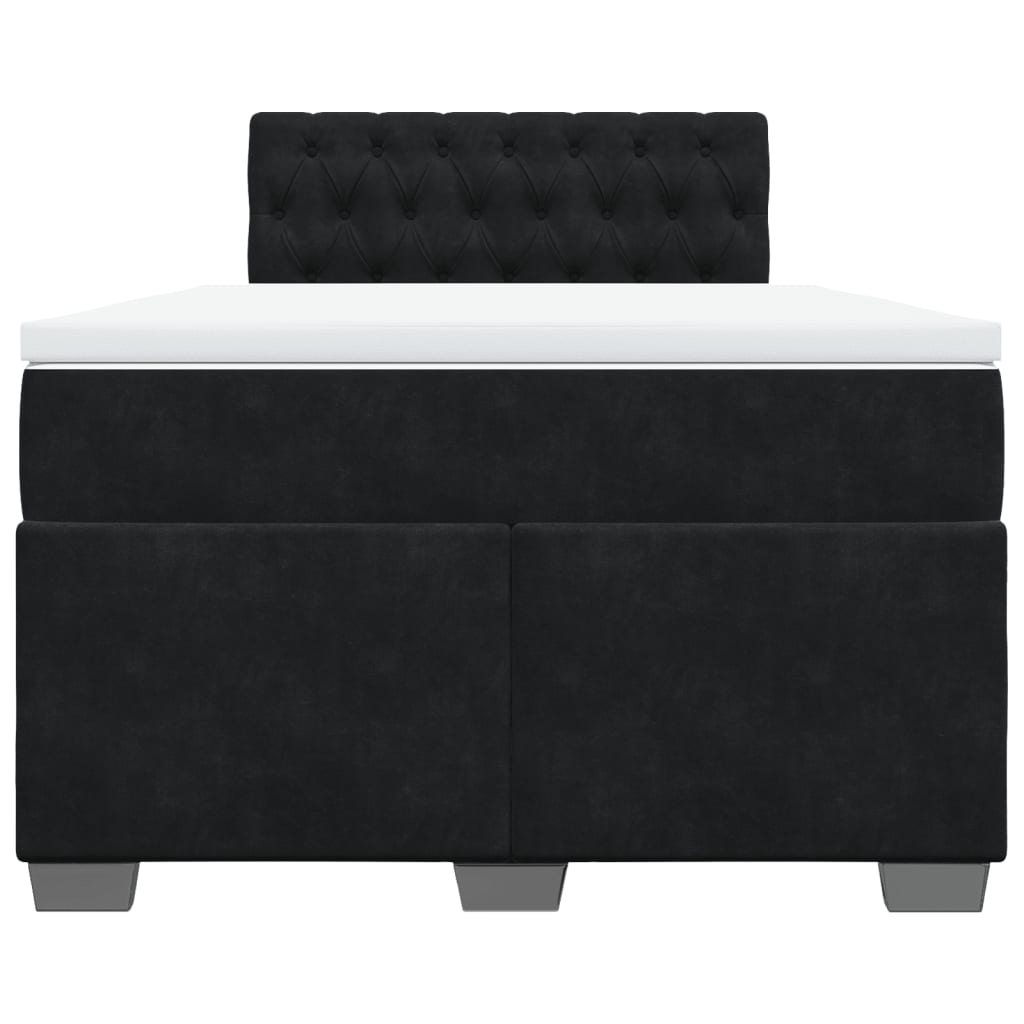 vidaXL Κρεβάτι Boxspring με Στρώμα Μαύρο 120x190 εκ. Βελούδινο