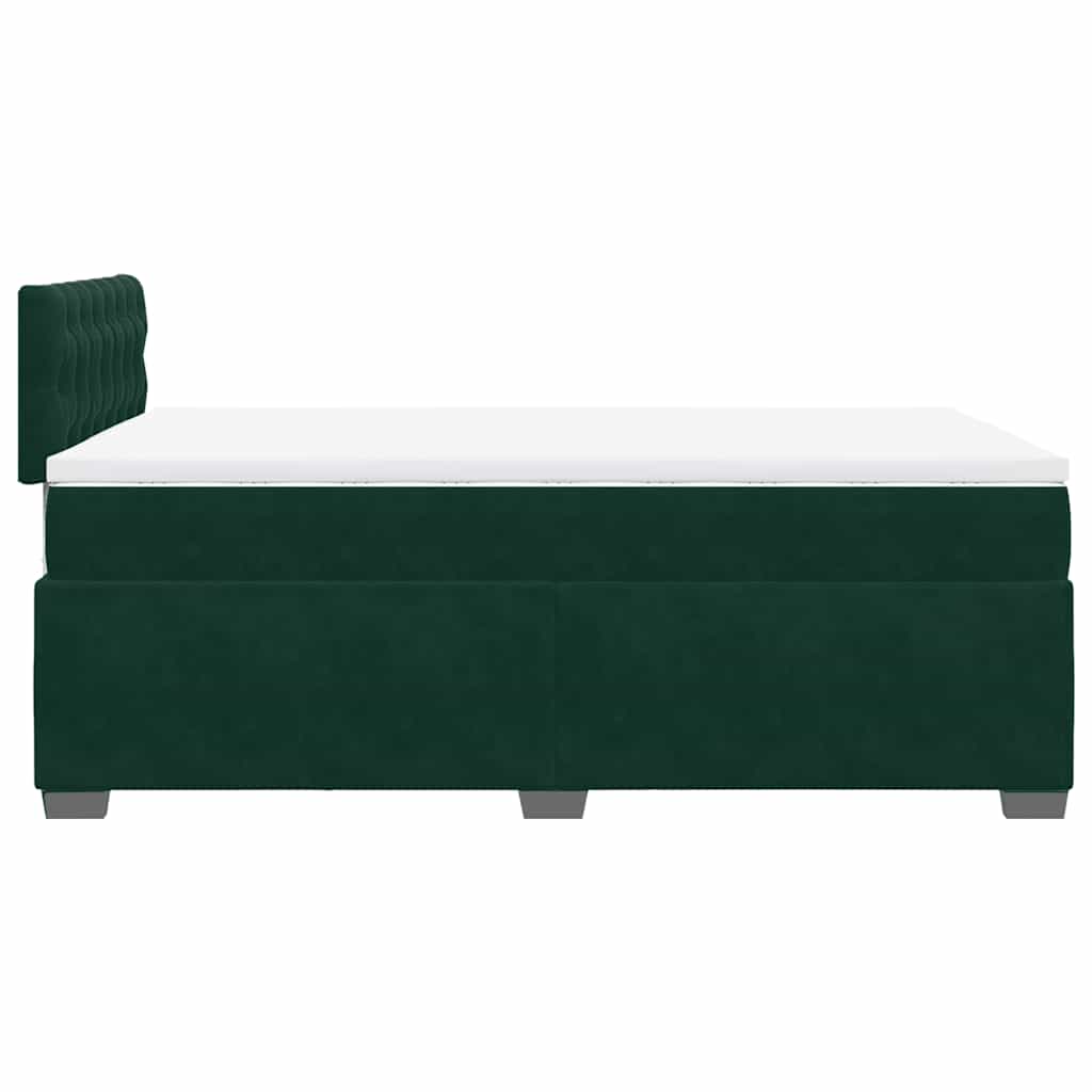 vidaXL Κρεβάτι Boxspring με Στρώμα Σκούρο Πράσινο 120x190εκ. Βελούδινο