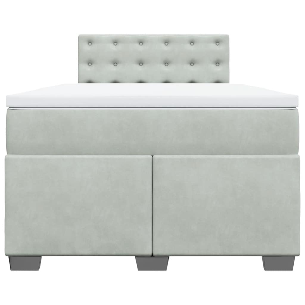 vidaXL Κρεβάτι Boxspring με Στρώμα Ανοιχτό Γκρι 120x190 εκ. Βελούδινο
