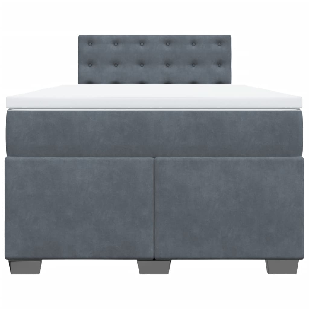 vidaXL Κρεβάτι Boxspring με Στρώμα Σκούρο Γκρι 120x190 εκ. Βελούδινο