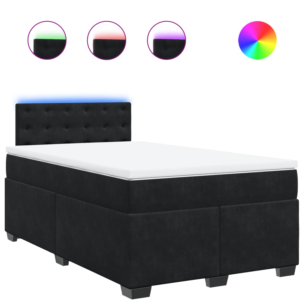 vidaXL Κρεβάτι Boxspring με Στρώμα Μαύρο 120x190 εκ. Βελούδινο