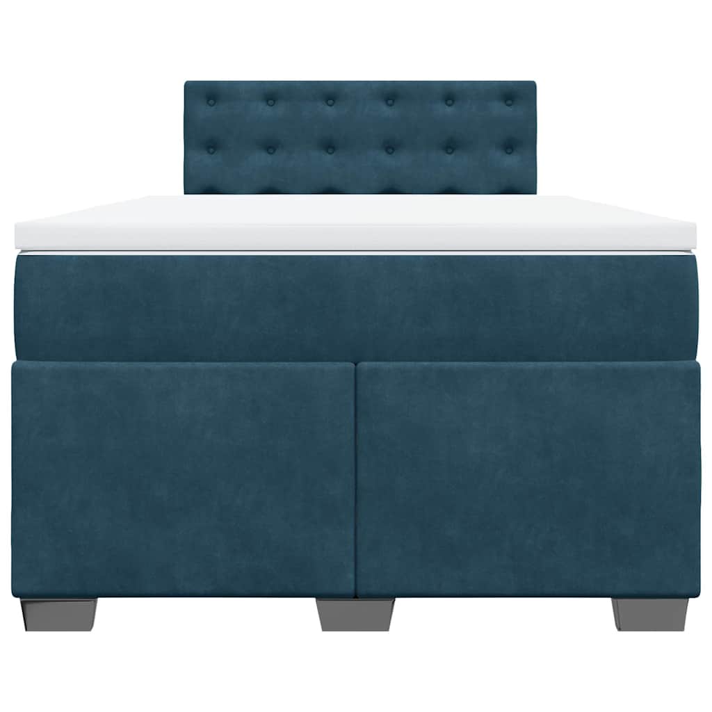 vidaXL Κρεβάτι Boxspring με Στρώμα Μπλε 120x190 εκ. Βελούδινο