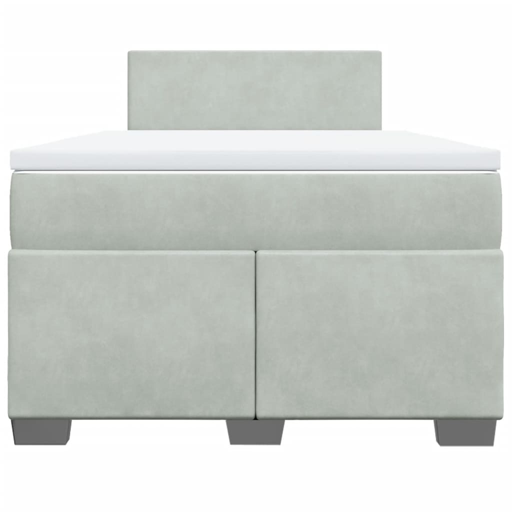 vidaXL Κρεβάτι Boxspring με Στρώμα Ανοιχτό Γκρι 120x200 εκ. Βελούδινο