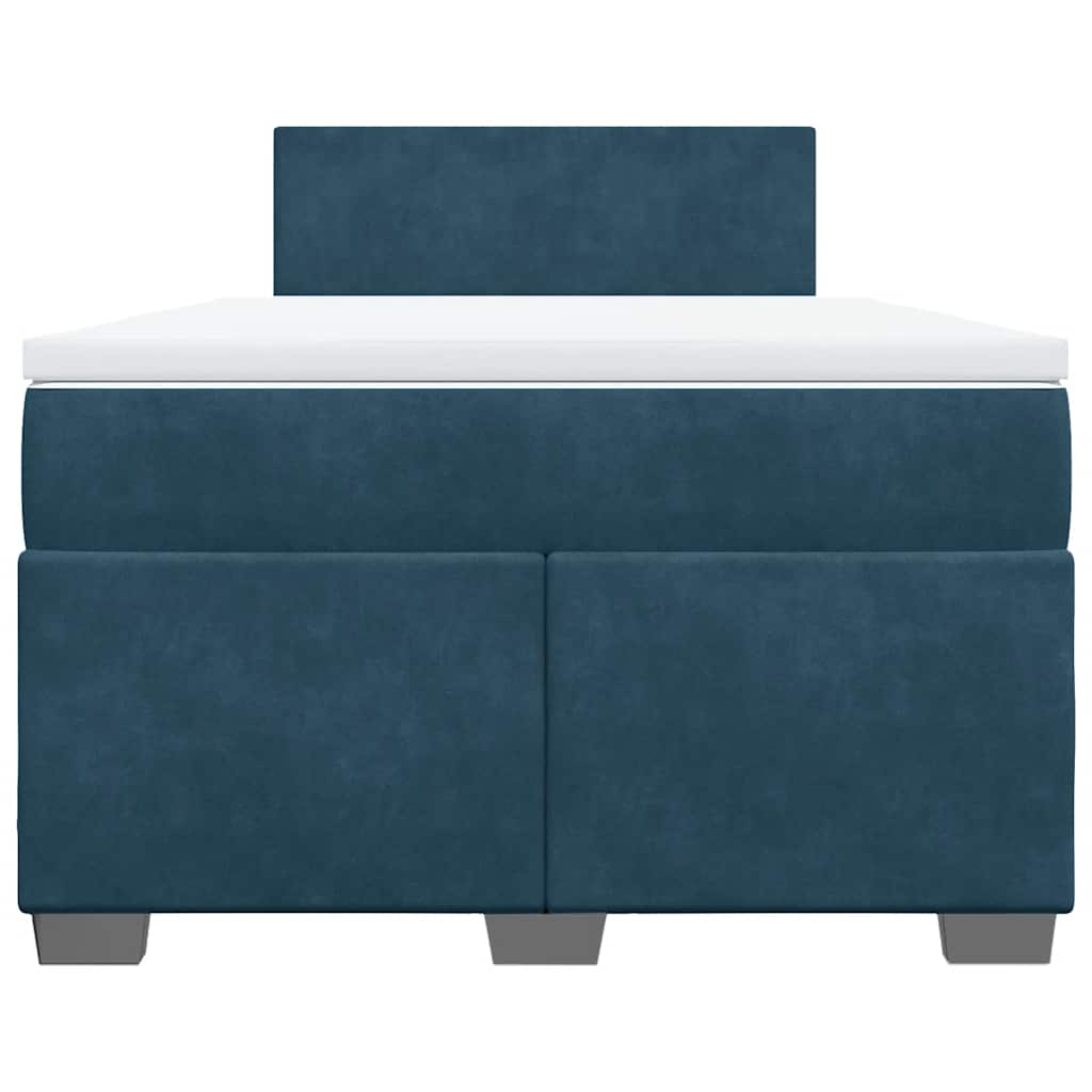 vidaXL Κρεβάτι Boxspring με Στρώμα Μπλε 120x200 εκ. Βελούδινο