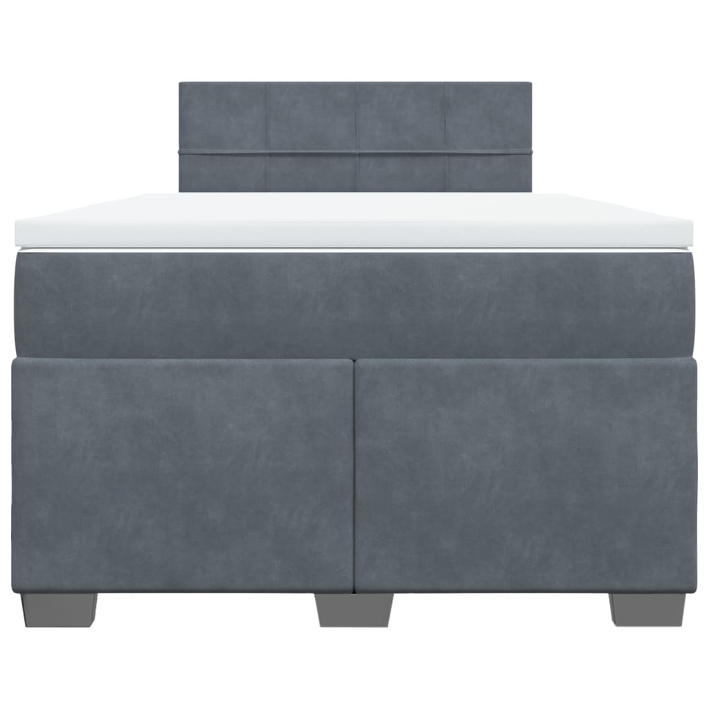 vidaXL Κρεβάτι Boxspring με Στρώμα Σκούρο Γκρι 120x200 εκ. Βελούδινο