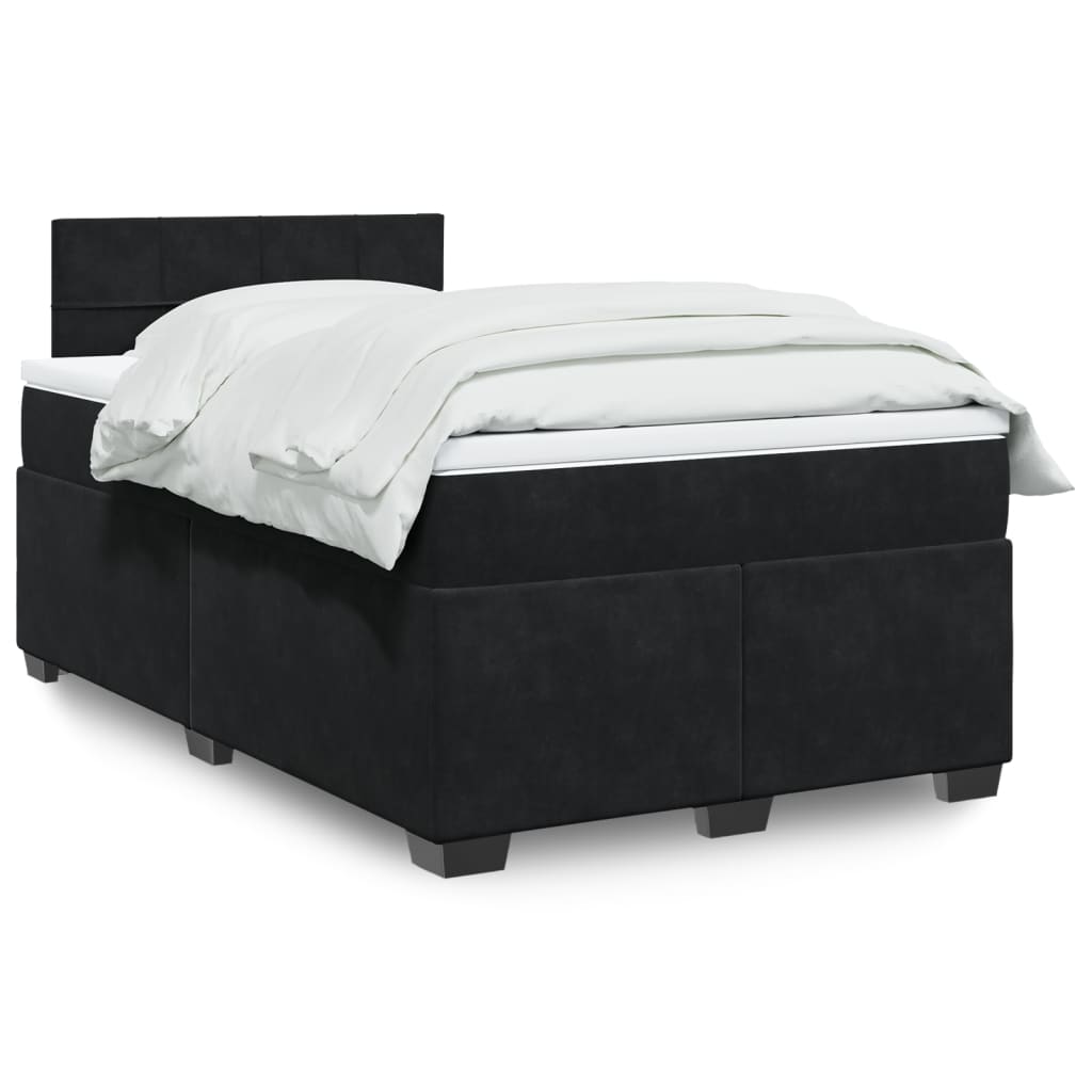 vidaXL Κρεβάτι Boxspring με Στρώμα Μαύρο 120 x 200 εκ. Βελούδινο