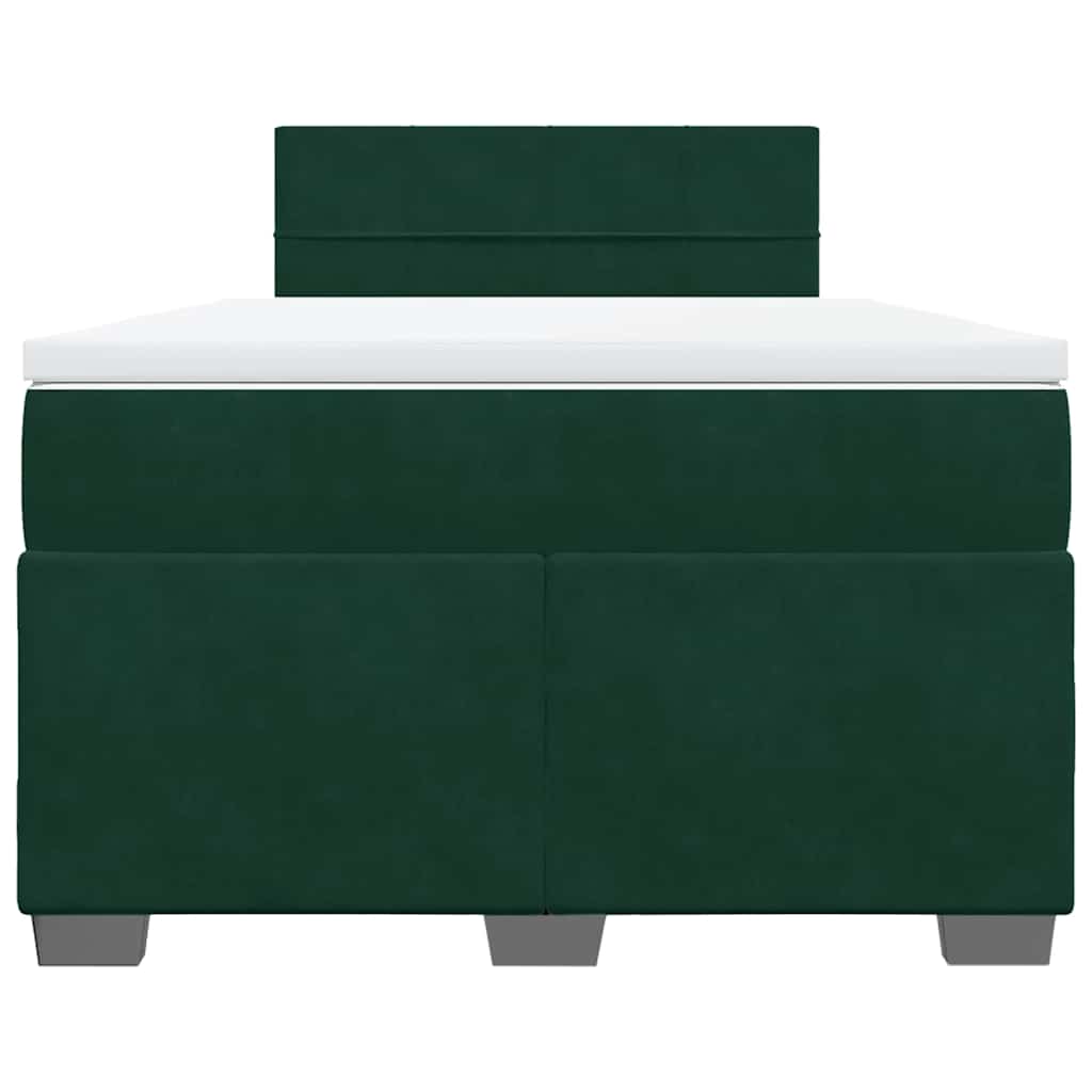 vidaXL Κρεβάτι Boxspring με Στρώμα Σκούρο Πράσινο 120x200εκ. Βελούδινο