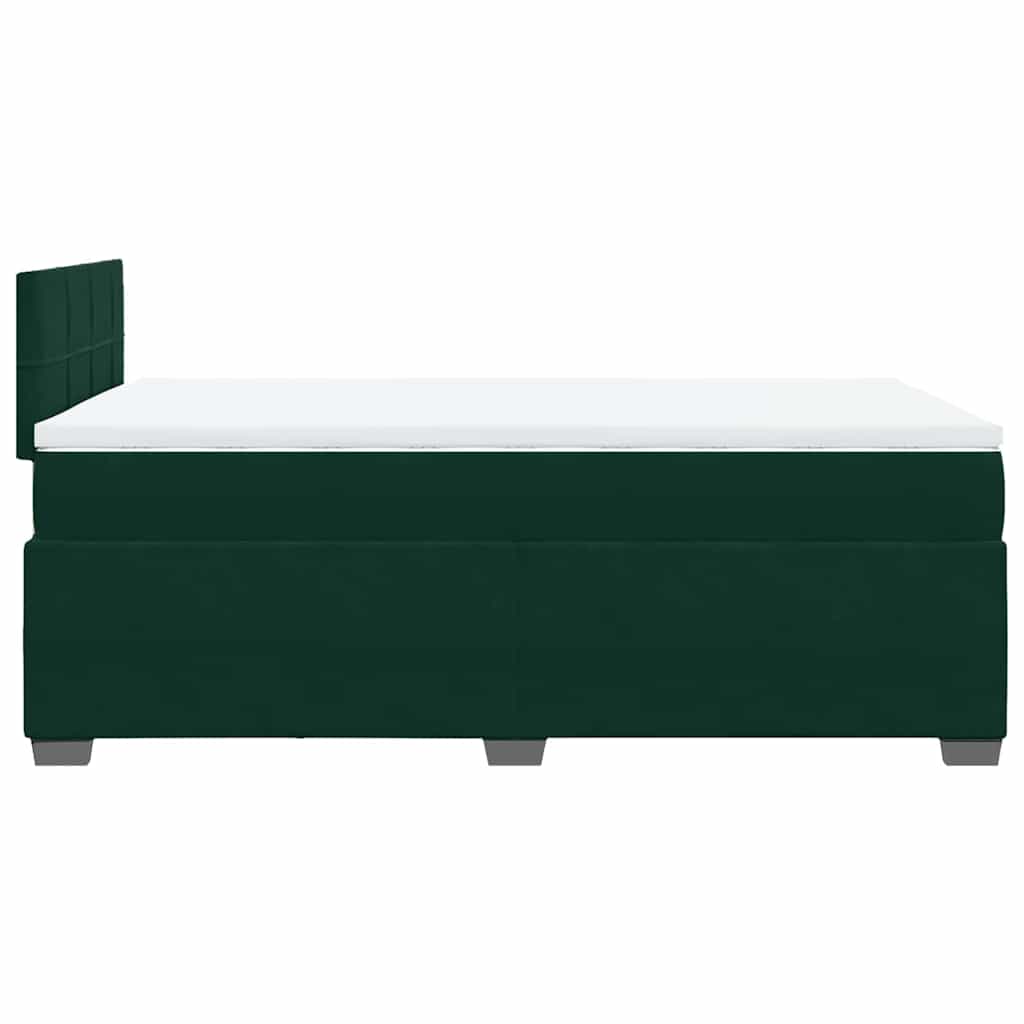 vidaXL Κρεβάτι Boxspring με Στρώμα Σκούρο Πράσινο 120x200εκ. Βελούδινο