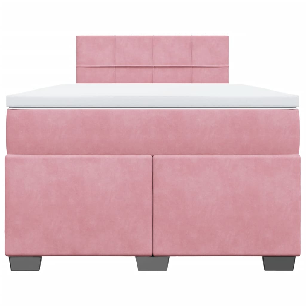vidaXL Κρεβάτι Boxspring με Στρώμα Ροζ 120x200 εκ. Βελούδινο