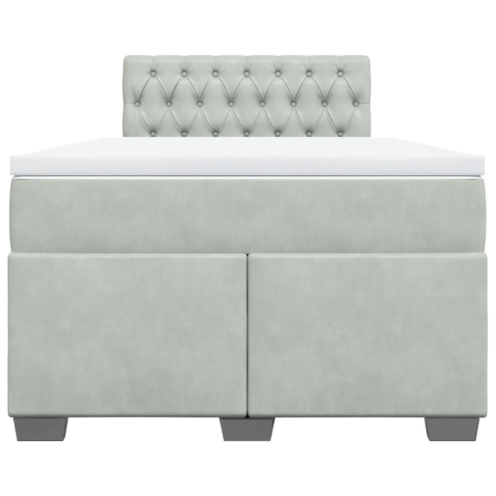 vidaXL Κρεβάτι Boxspring με Στρώμα Ανοιχτό Γκρι 120x200 εκ. Βελούδινο