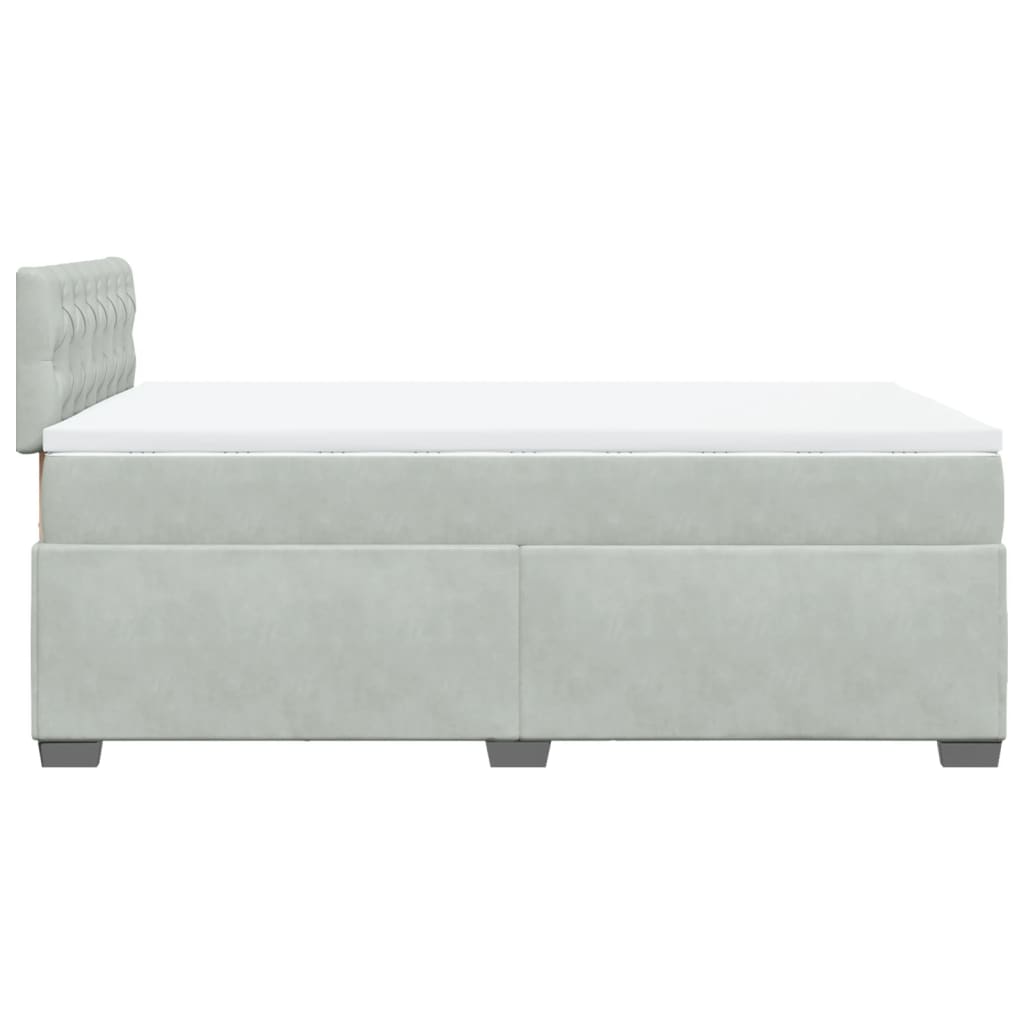vidaXL Κρεβάτι Boxspring με Στρώμα Ανοιχτό Γκρι 120x200 εκ. Βελούδινο