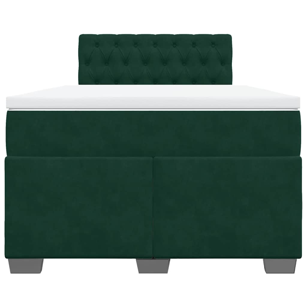 vidaXL Κρεβάτι Boxspring με Στρώμα Σκούρο Πράσινο 120x200εκ. Βελούδινο