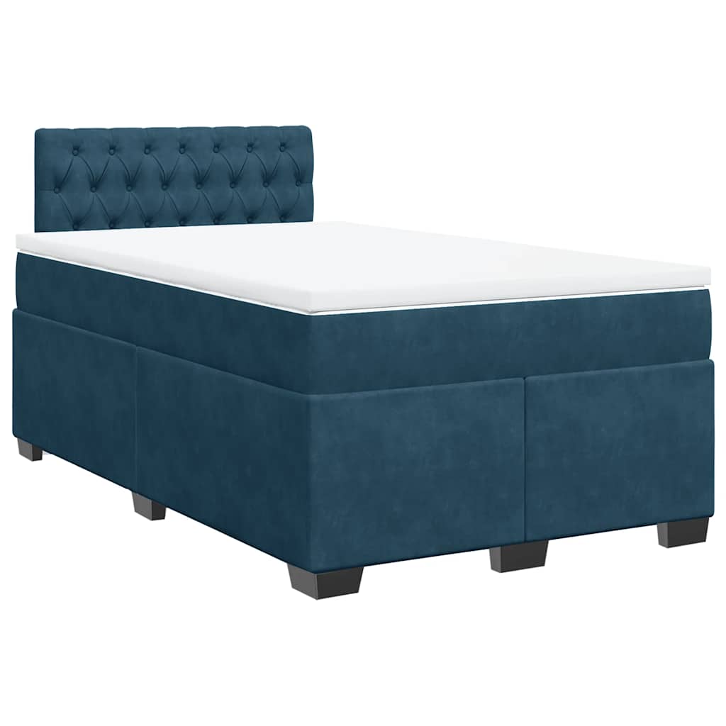 vidaXL Κρεβάτι Boxspring με Στρώμα Μπλε 120x200 εκ. Βελούδινο