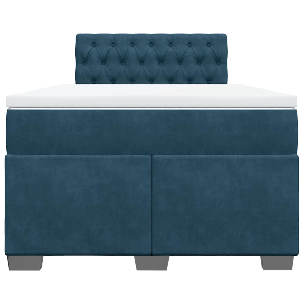 vidaXL Κρεβάτι Boxspring με Στρώμα Μπλε 120x200 εκ. Βελούδινο