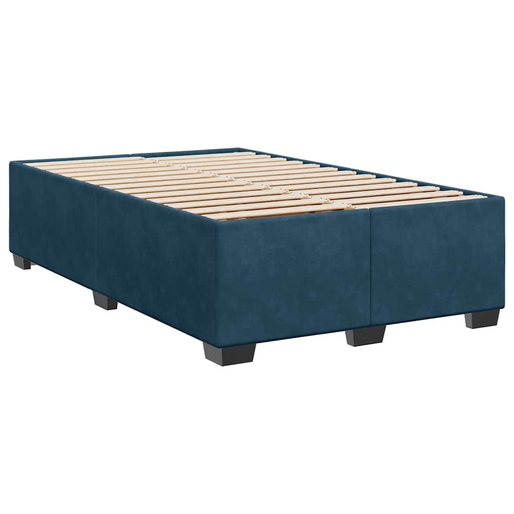 vidaXL Κρεβάτι Boxspring με Στρώμα Μπλε 120x200 εκ. Βελούδινο